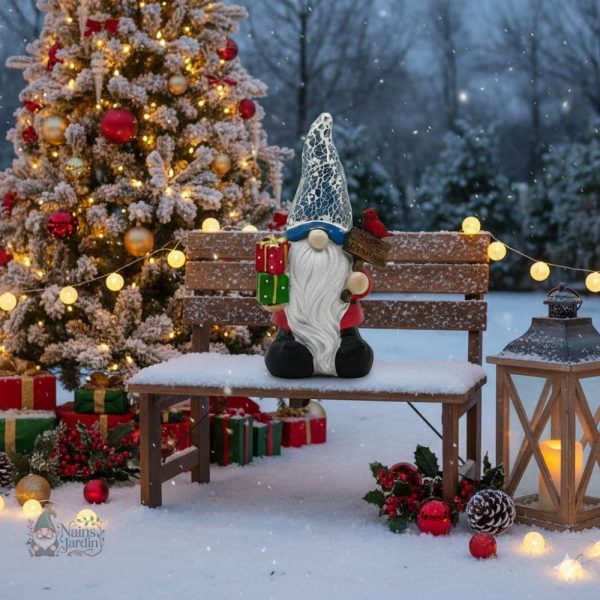 Gnome coloré pour embellir votre jardin en hiver