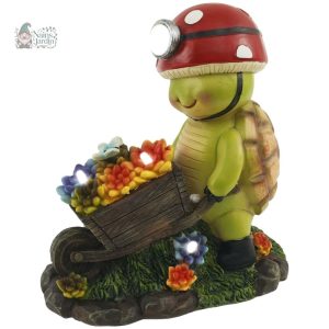Gnome de jardin avec brouette, accessoire de décoration amusant