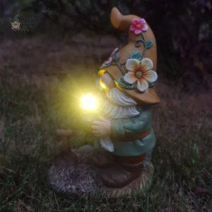Figurine de jardin lumineuse avec design floral