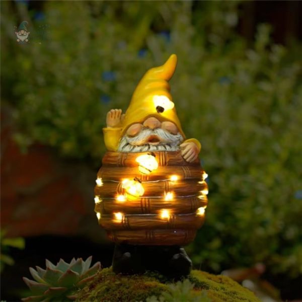 Figurine de jardin représentant un apiculteur avec abeilles