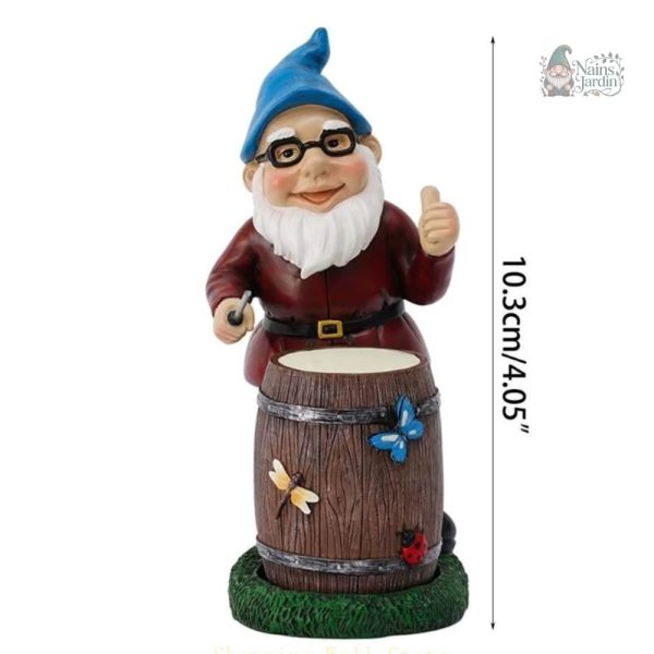 Figurine de jardin nain avec baril, charme extérieur assuré