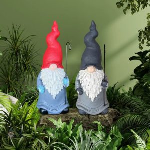 Nain de jardin avec canne décoratif pour l'extérieur