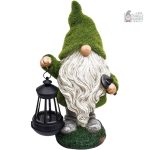 Gnome de jardin lumineux avec lanterne intégrée