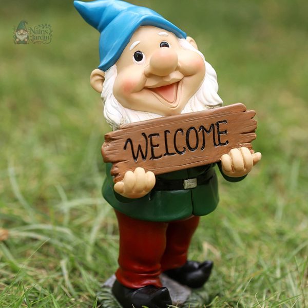 Nain de jardin "Bienvenue" décoratif pour extérieur