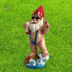 Nain de jardin décoratif style borat en résine colorée