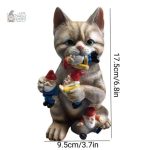 Nain de jardin contemporain avec motif de chat