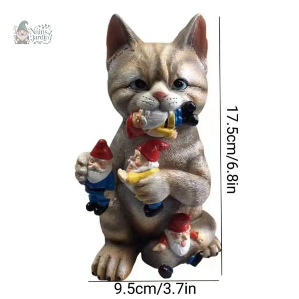 Nain de jardin contemporain avec motif de chat