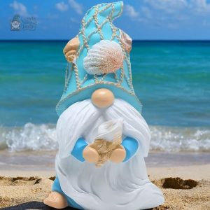 Statue de jardin nain aux motifs de coquillage coloré