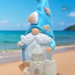 Figurine de jardin représentant un nain et un coquillage
