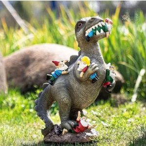 Nain de jardin dinosaure coloré pour décoration extérieure