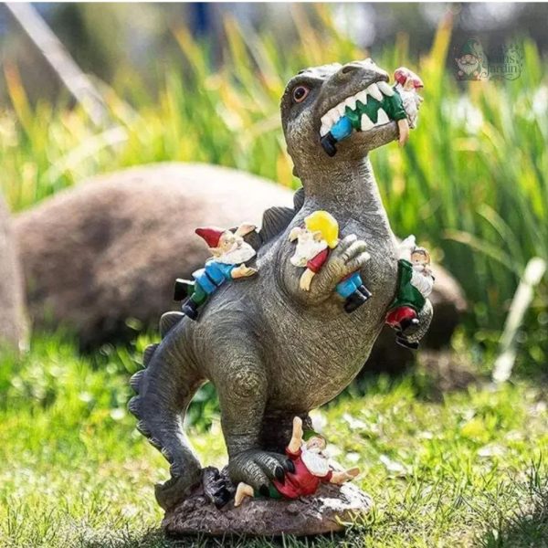 Nain de jardin dinosaure coloré pour décoration extérieure