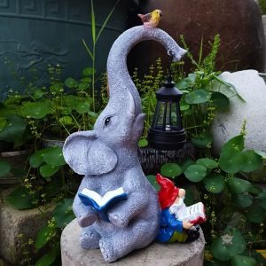 Statue de jardin éléphant en résine colorée