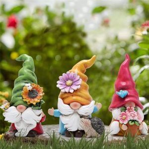 Nain de jardin fleuri décoratif pour extérieur