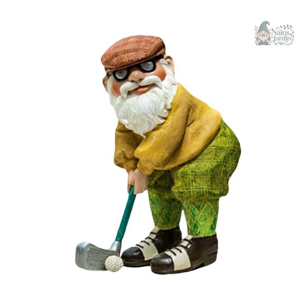 Figurine de jardin golfeur avec chapeau et club de golf