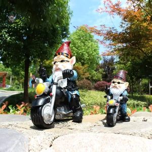 Nain de jardin humoristique style motard