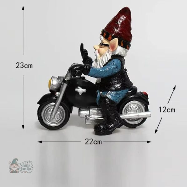 Statue de jardin motard faisant un doigt d'honneur