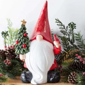 Figurine de jardin humoristique : père Noël faisant un doigt d'honneur