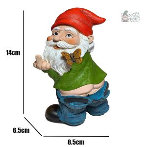Figurine de jardin insolite avec un geste audacieux