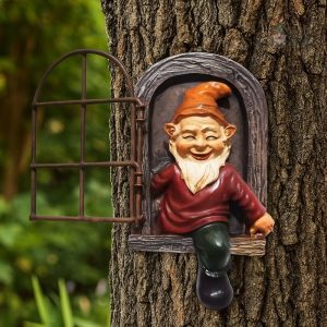 Nain de jardin Simplet avec chapeau pointu et sourire amical