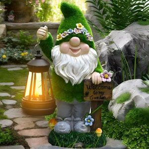 Figurine de nain de jardin avec éclairage solaire intégré