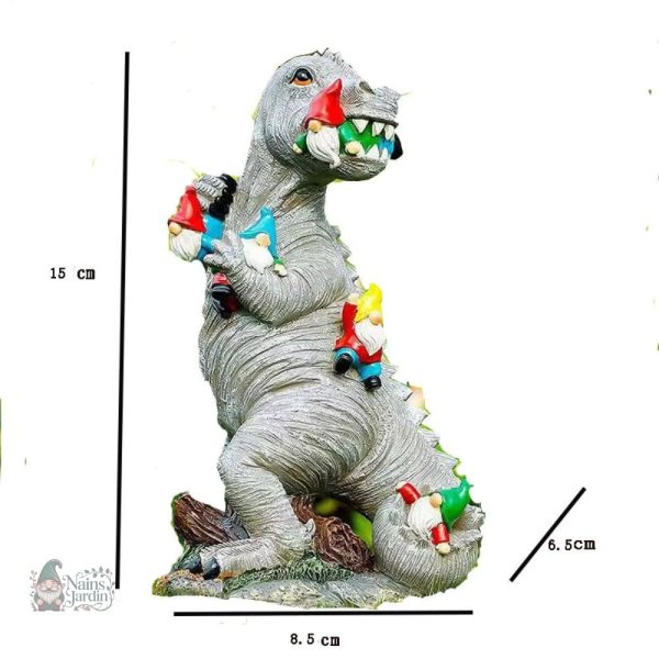 Nain de jardin style T-Rex, décoration extérieure originale